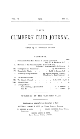 Climbers' Club 1903 Vol.6 No.21 Journal cover